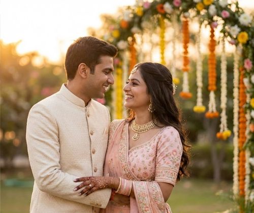 Happy Kayastha couple smiling after a culturally compatible match through Siyaswayamver matrimony in 2026
